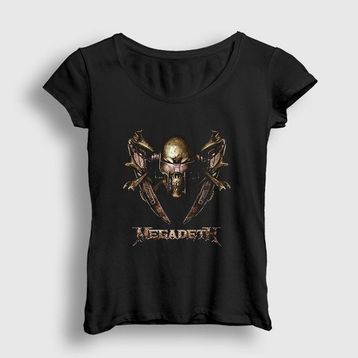 Presmono Siyah Iron Megadeth Kadın T-Shirt