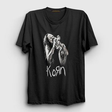 Presmono Siyah Jonathan Davis Korn Kadın T-Shirt