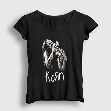 Presmono Siyah Jonathan Davis Korn Kadın T-Shirt