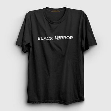 Presmono Siyah Logo Black Mirror Kadın T-Shirt