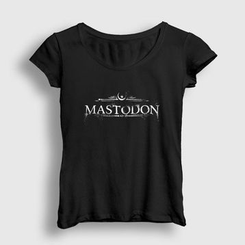 Presmono Siyah Logo Mastodon Kadın T-Shirt