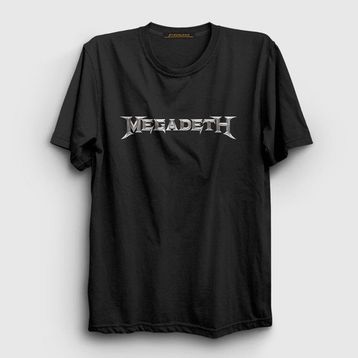 Presmono Siyah Logo Megadeth Kadın T-Shirt