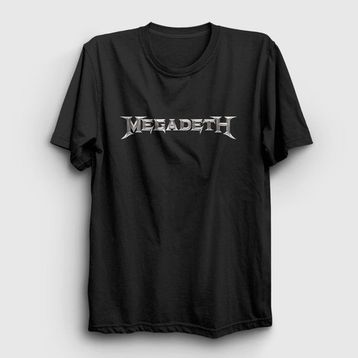 Presmono Siyah Logo Megadeth Kadın T-Shirt