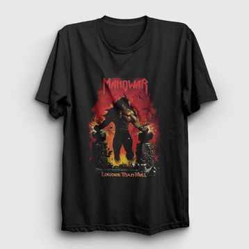 Presmono Siyah Louder Than Hell Manowar Kadın T-Shirt