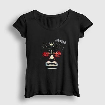 Presmono Siyah Machine Judas Priest Kadın T-Shirt