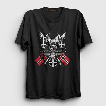 Presmono Siyah Norway Mayhem Kadın T-Shirt