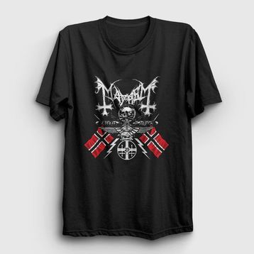 Presmono Siyah Norway Mayhem Kadın T-Shirt