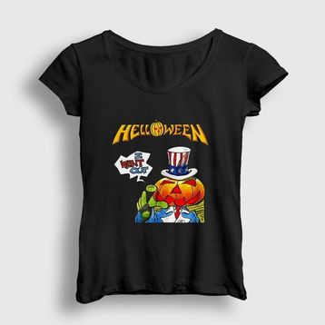 Presmono Siyah Out Helloween Kadın T-Shirt