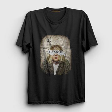Presmono Siyah Paper Nirvana Kurt Cobain Kadın T-shirt