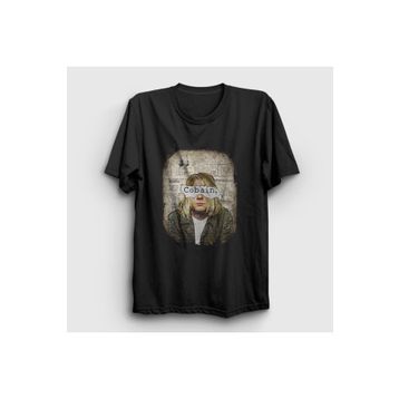Presmono Siyah Paper Nirvana Kurt Cobain Kadın T-shirt