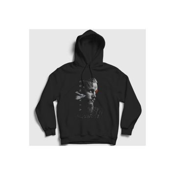 Presmono Siyah Ragnar V2 Vikings Kapüşonlu Unisex Sweatshirt