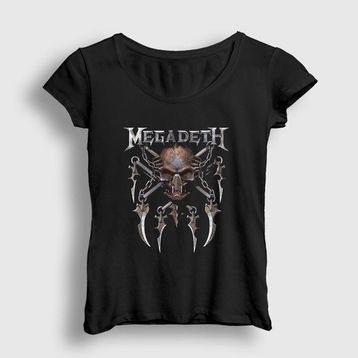 Presmono Siyah Rust Megadeth Kadın T-Shirt