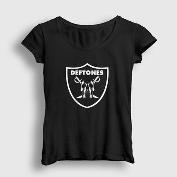 Presmono Siyah Shield Deftones Kadın T-Shirt