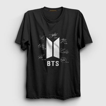 Presmono Siyah Signs Bts Kadın T-Shirt