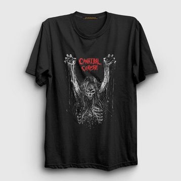 Presmono Siyah Skeleton Cannibal Corpse Kadın T-Shirt