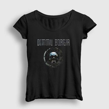 Presmono Siyah Skull Dimmu Borgir Kadın T-Shirt