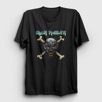 Presmono Siyah Skull Iron Maiden Unisex T-Shirt