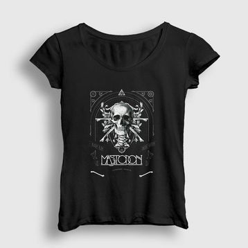 Presmono Siyah Skull Mastodon Kadın T-Shirt