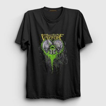 Presmono Siyah Skulls Bullet For My Valentine Kadın T-Shirt