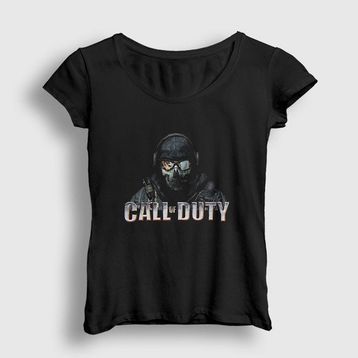 Presmono Siyah Soldier Call Of Duty Kadın T-Shirt