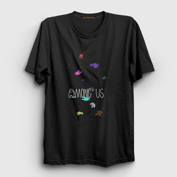 Presmono Siyah Space Among Us Kadın T-shirt