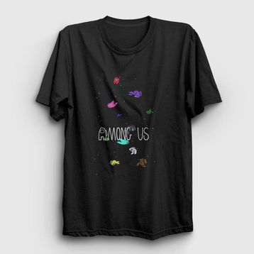 Presmono Siyah Space Among Us Kadın T-shirt