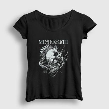 Presmono Siyah Spine Head Meshuggah Kadın T-Shirt
