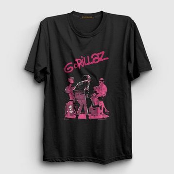 Presmono Siyah Stage Gorillaz Kadın T-Shirt