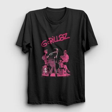 Presmono Siyah Stage Gorillaz Kadın T-Shirt