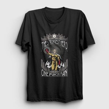Presmono Siyah Strongest Anime One Punch Man Kadın TShirt