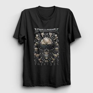 Presmono Siyah Thirteen Megadeth Kadın T-Shirt