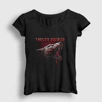 Presmono Siyah Wolf Disturbed Kadın T-Shirt