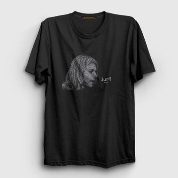 Presmono Siyah Words Nirvana Kurt Cobain Kadın T-Shirt