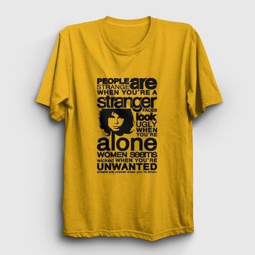 Presmono Stranger The Doors Sarı Unisex T-shirt