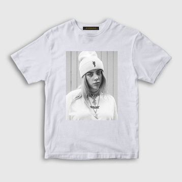 Presmono Unisex Çocuk Billie Eilish Beyaz T-Shirt