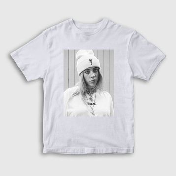 Presmono Unisex Çocuk Billie Eilish Beyaz T-Shirt