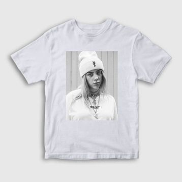 Presmono Unisex Çocuk Billie Eilish Beyaz T-Shirt