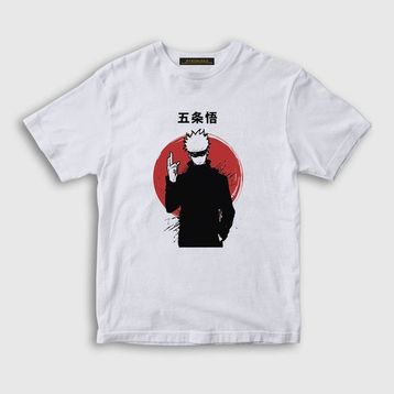 Presmono Unisex Çocuk Satoru Anime Jujutsu Kaisen Beyaz T-Shirt