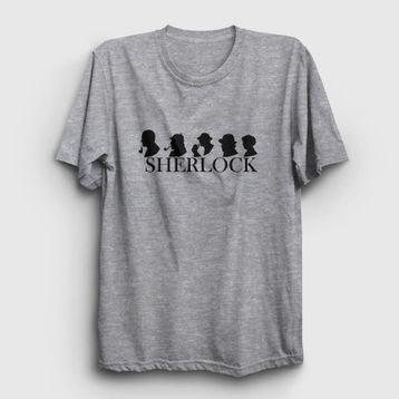 Presmono Unisex Evolution Sherlock Holmes Gri T-Shirt
