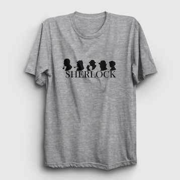 Presmono Unisex Evolution Sherlock Holmes Gri T-Shirt