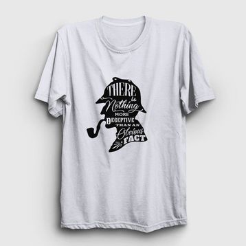 Presmono Unisex Fact Sherlock Holmes Beyaz T-Shirt