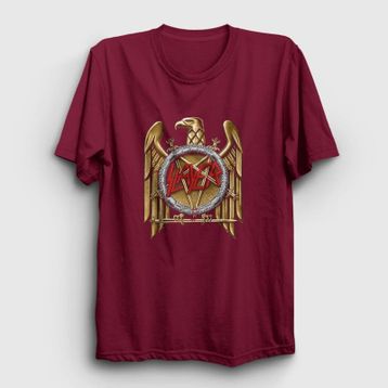 Presmono Unisex Gold Eagle Slayer Bordo T-Shirt