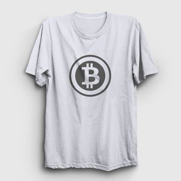 Presmono Unisex Gray Logo Bitcoin Siyah T-Shirt