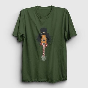 Presmono Unisex Guitar Guns N' Roses Slash Haki T-Shirt