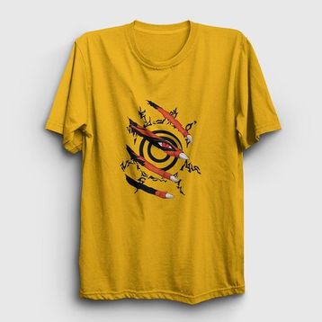 Presmono Unisex Kyuubi Anime Naruto Gri T-shirt