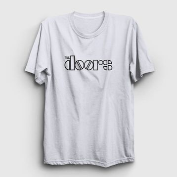 Presmono Unisex Logo The Doors Beyaz T-Shirt