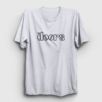 Presmono Unisex Logo The Doors Beyaz T-Shirt