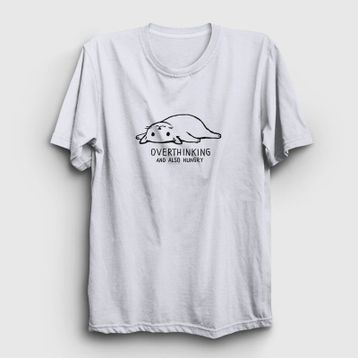 Presmono Unisex Overthinking Cat Kedi Siyah T-Shirt