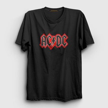Presmono Unisex Red Black Ac/Dc Siyah T-Shirt