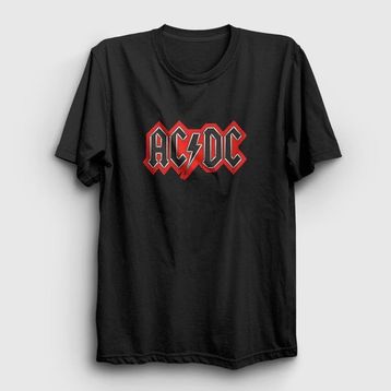 Presmono Unisex Red Black Ac/Dc Siyah T-Shirt